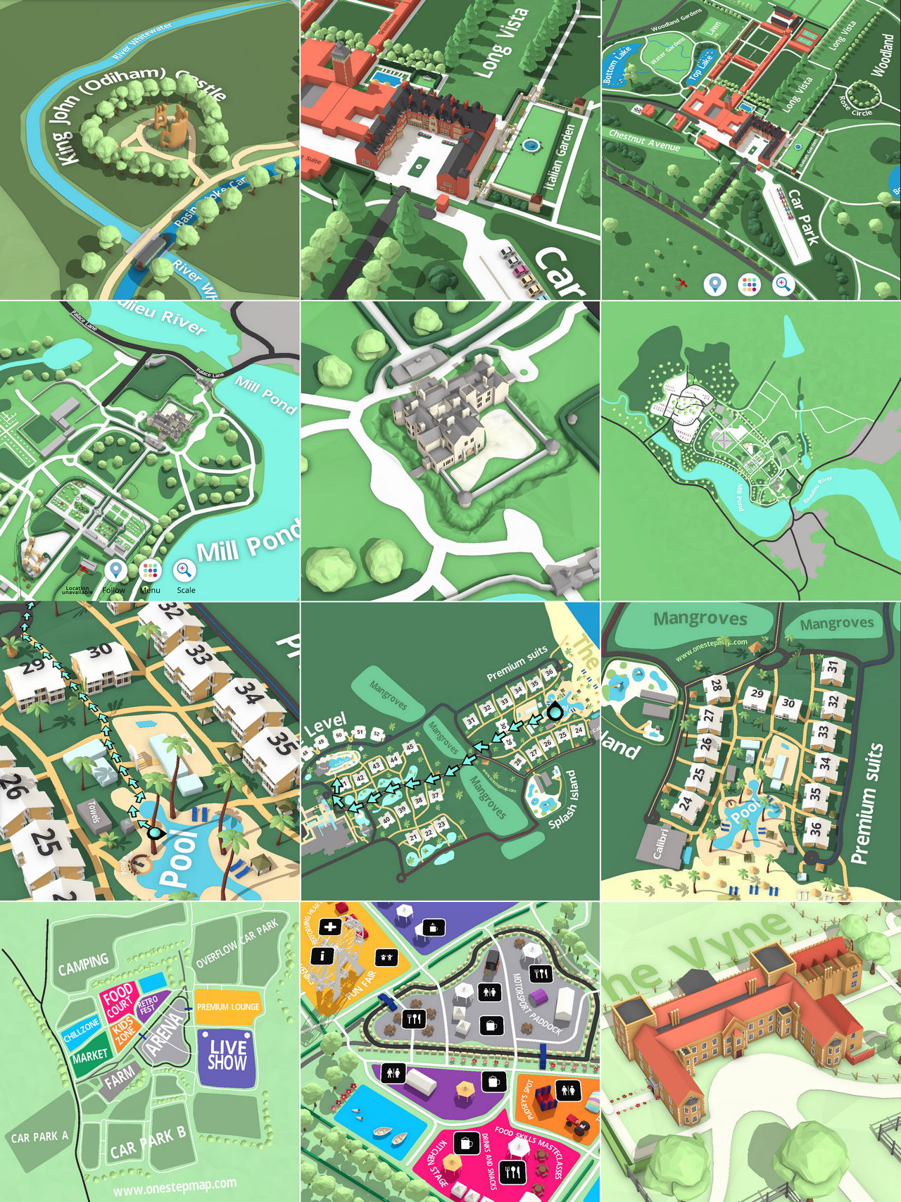 compilation of map design presented in mobile app